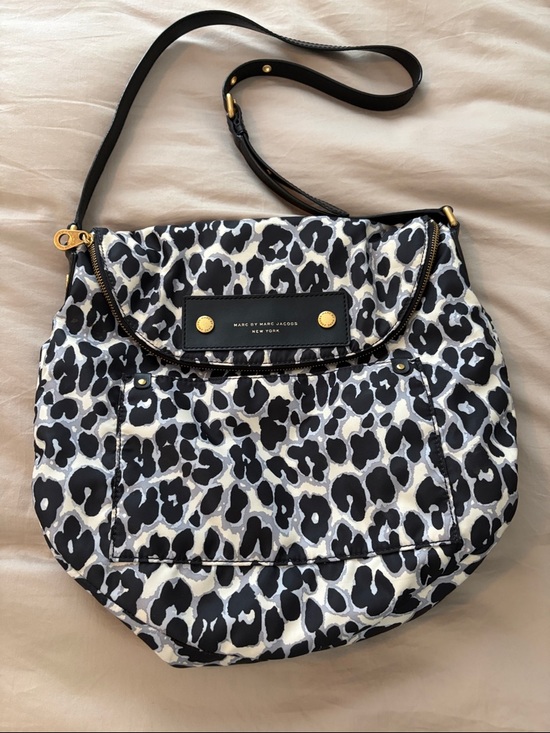 Marc By Marc Jacobs Handbags - Marc by Marc Jacobs Black & White Leopard Shoulder Bag with Gold Hardware